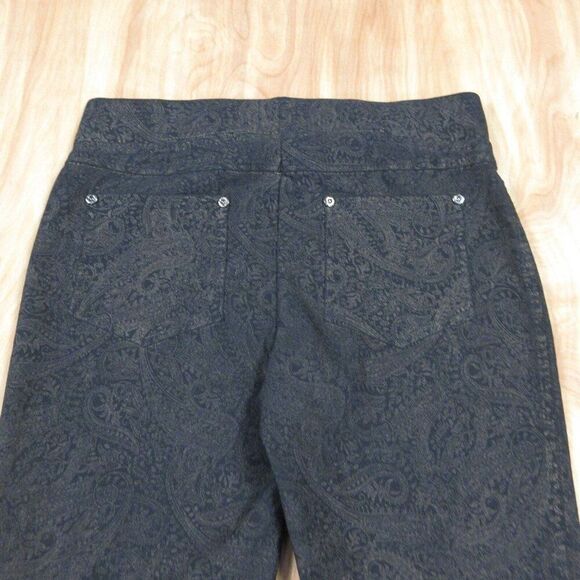 JOSEPH RIBKOFF Black and Gold Paisley Print Pants Waist Size 28 PULL ON Trousers - Picture 7 of 11